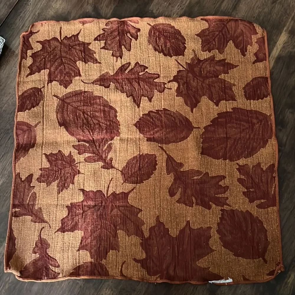 Autumnal Set of 3 Leaf Reversible Quilted Placemats and (3) Napkin Mismatch Set